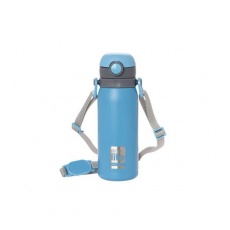 Παιδικό Ανοξείδωτο Παγούρι Μπουκάλι Θερμός με Λουράκια Blue "Ecolife" 400ml
