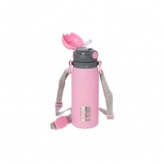 Παιδικό Ανοξείδωτο Παγούρι Μπουκάλι Θερμός με Λουράκια Pink "Ecolife" 400ml
